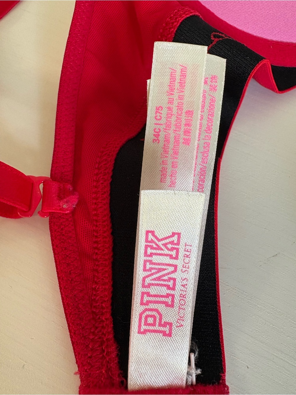 VS PINK Wear Everywhere Super Push-Up Bra Red 34C - Picture 3 of 5